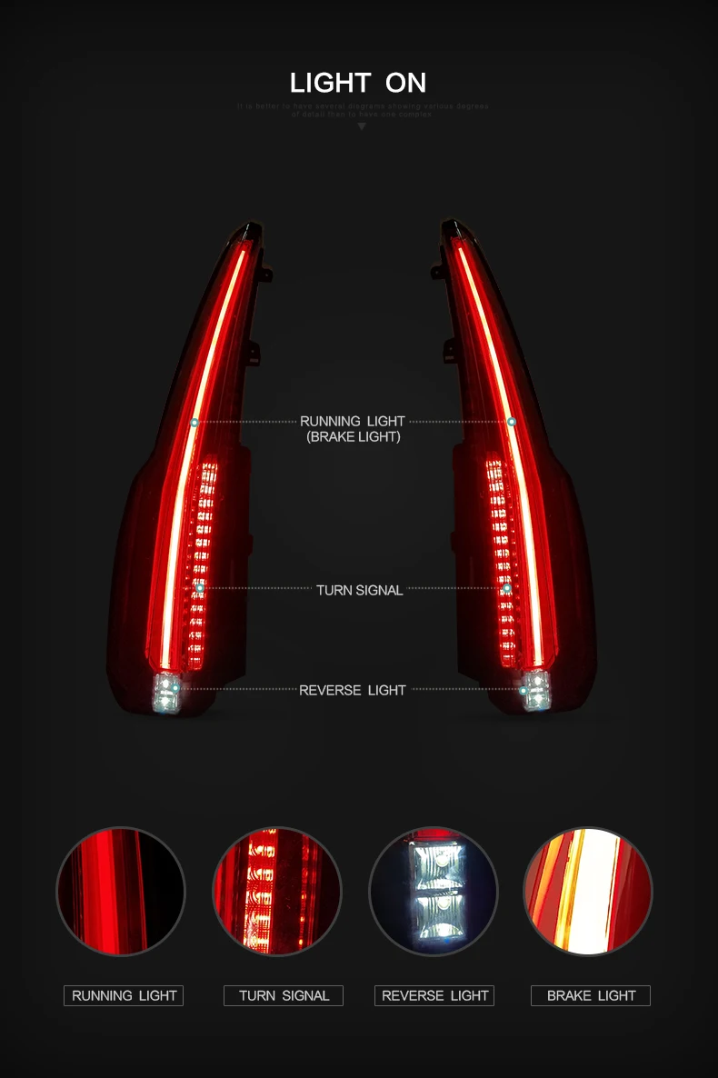 VLAND manufacturer for car taililght for Yukon tail lamp 2015-2016 LED rear lamp for tail lamp Yellow signal