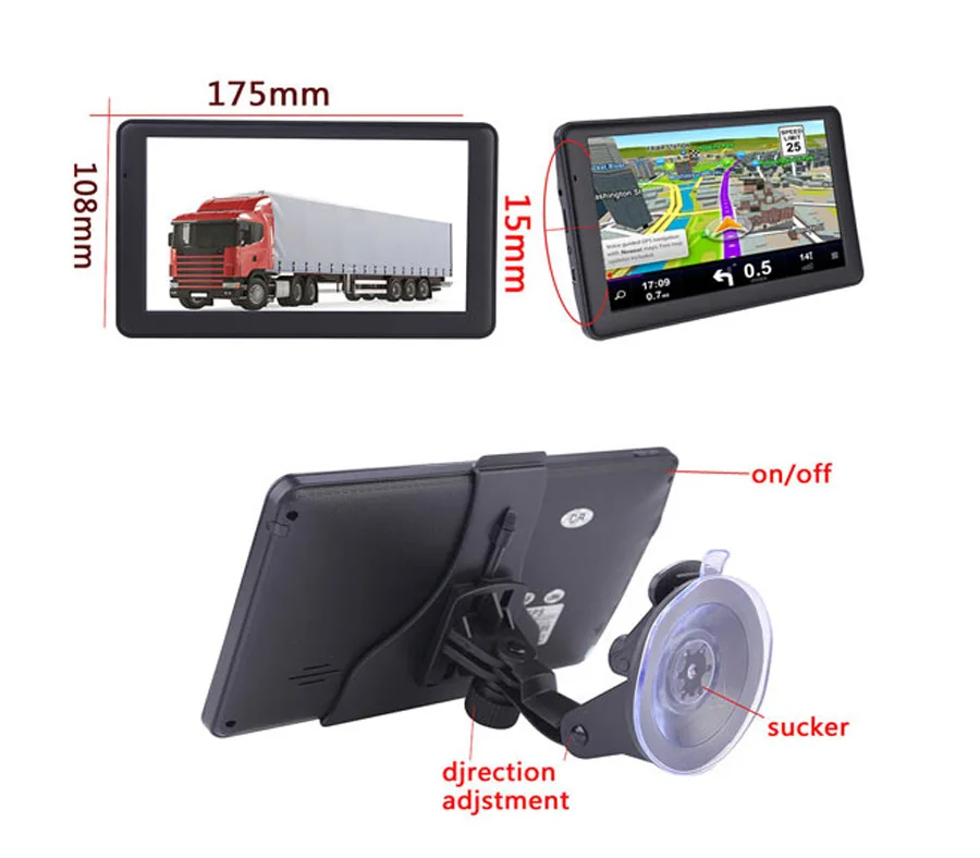 Truck SAT NAV GPS Navigation 7 inch Capacitive GPS Smart Voice Reminder 8 GB ROM 256 MB Global Navigation Satellite System