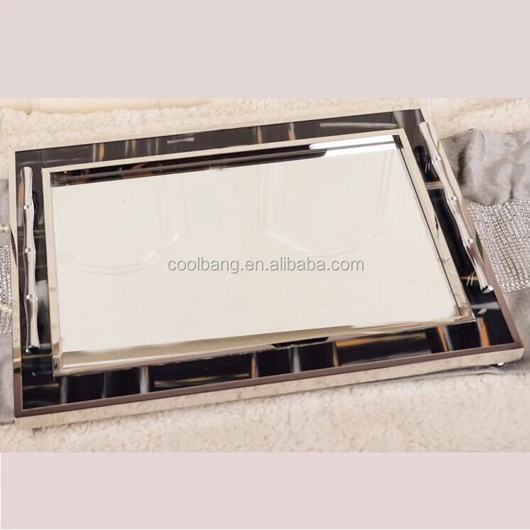 New Glass Serving Mirrored Tray For Dresser Buy Glass Tray