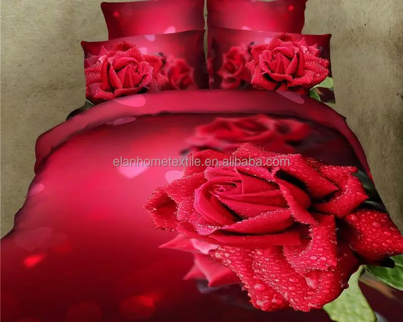 2015 New Design Sexy Red Rose Bedding Set Luxury 3d Bedding Set