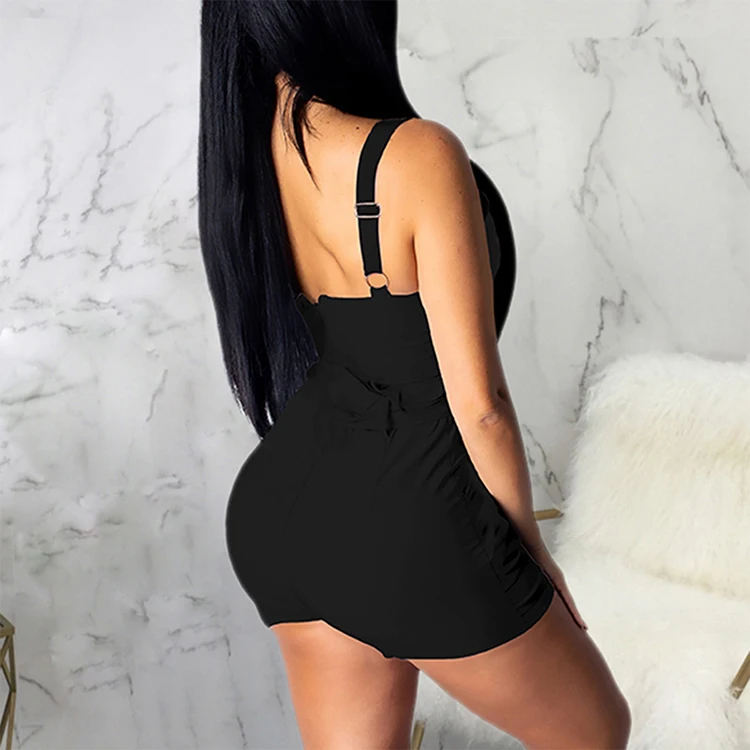 Pure Color Black Sleeveless Crew Neck Waist High One Piece Ladies Maternity Jumpsuit