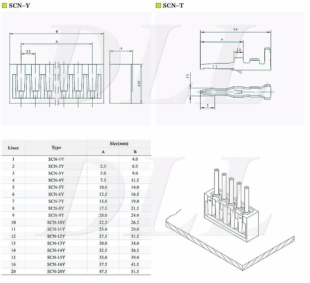 Reemplace el conector JST SCN 2,5 MM 6P-SCN 7P-SCN