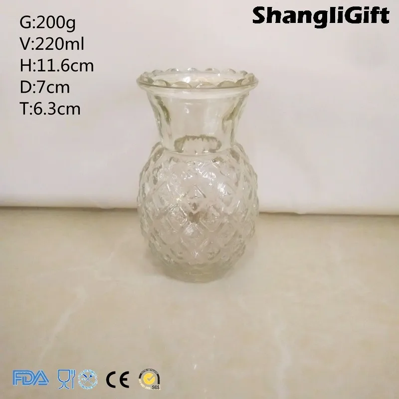 220ml Pineapple Glass Vases Clear Glassware Household