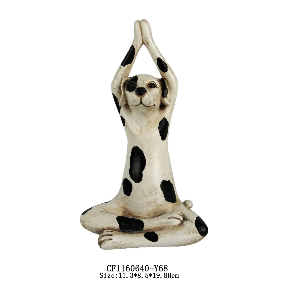 Resin Funny Yoga Pose Animal Statue Spotty Dog Figurine Home Decoration Artificial Europe Artistic Picture Shown Shine D 200PCS factory