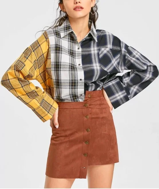 color block flannel womens