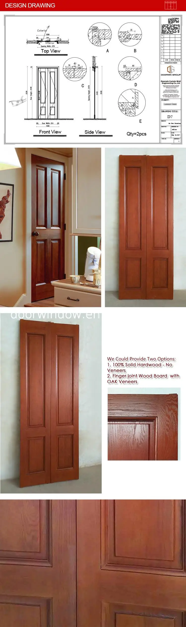 Factory supply discount price solid oak wood front doors for sale