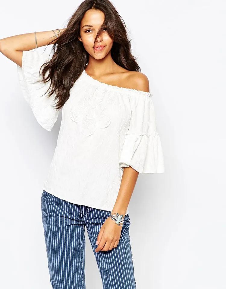 womens white cold shoulder tops