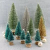 WOTI XSD-0063 Artificial Sisal Christmas Tree Mini Pine Tree with Wood Base DIY Crafts Home Table Top Decor Christmas Ornaments