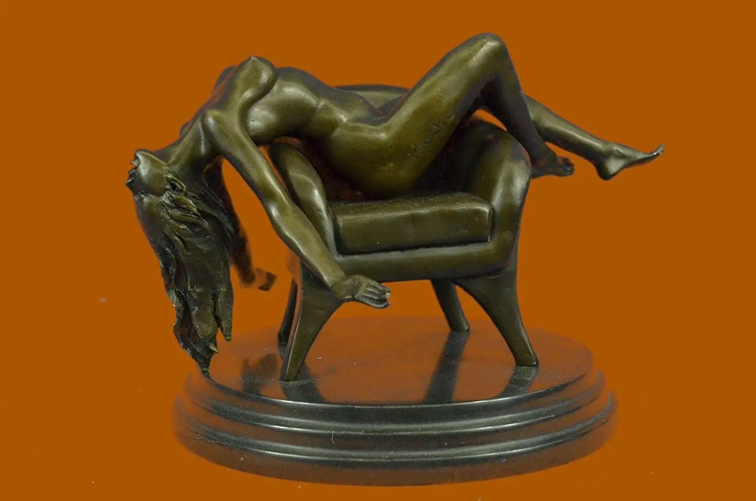 Rare Art Deco Gilt Bronze Nude Woman Signed Contan