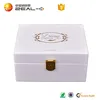 White Printed Gift Wood Box With Logo Silk Printing For Essential Oil Packing Metal Locket