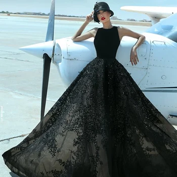 designer black evening gowns
