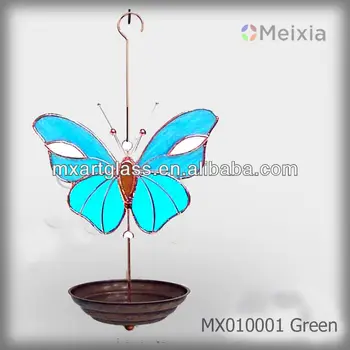 Mx010001 China Wholesale Stained Glass Butterfly Bird Feeder