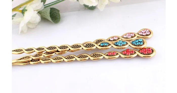 retro bunished gold plated hair pin women spiral fashion tattoo hair jewelry