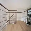 Indoor Stair Stainless Steel Rod Railing with Wooden handrail