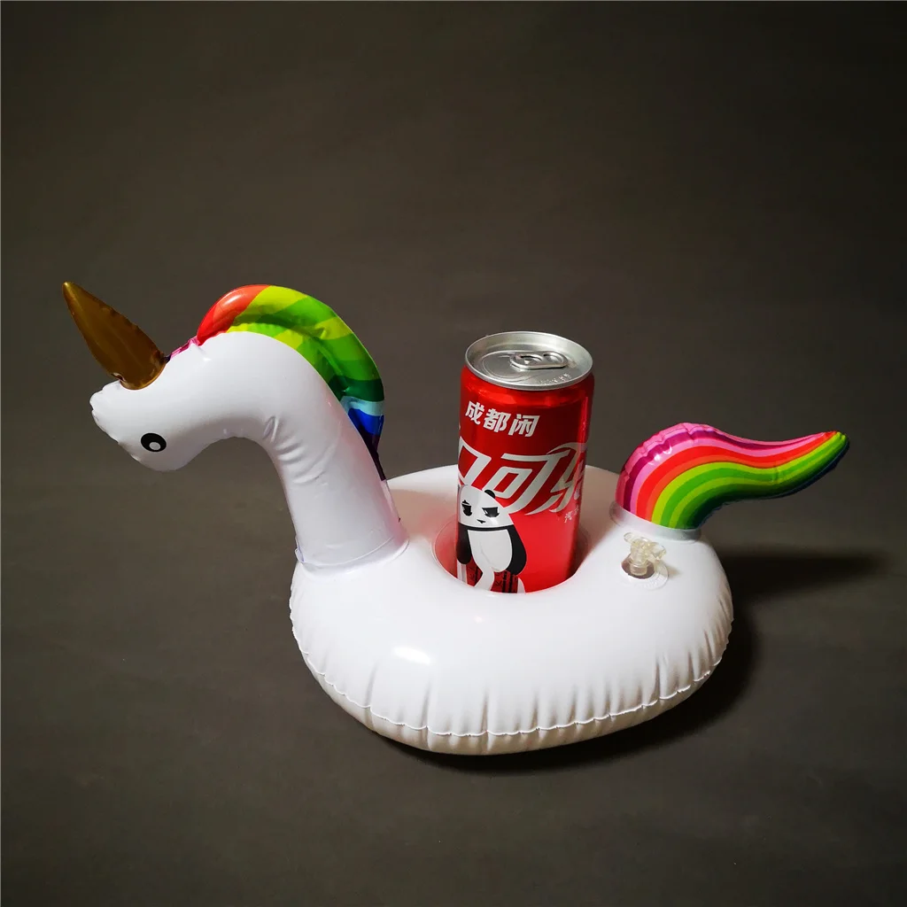 PVC Inflatable floating unicorn beer can drink holder