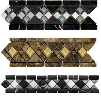 Backsplash Gl Mix Stone Mosaic Border Tile Mix Stone Mosaic Border Tile
