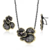 Mytys Flower Shape Jewelry Mix Gun Black and Yellow Gold Plated Color Crystal Earrings and Necklace Set for Women CN511