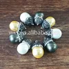 T-NP103 Natural fresh water round pearl tiny pendant with CZ paved on top