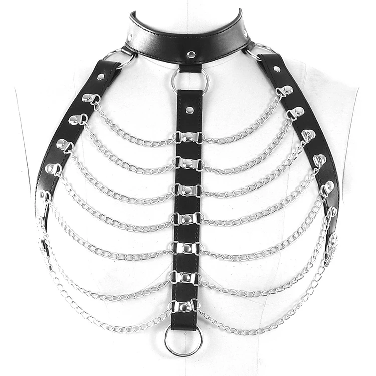 Sexy Women Belts Punk Rock Halterneck Choker Gothic Leather Harness Bondage Cage Bustier Corset 1288