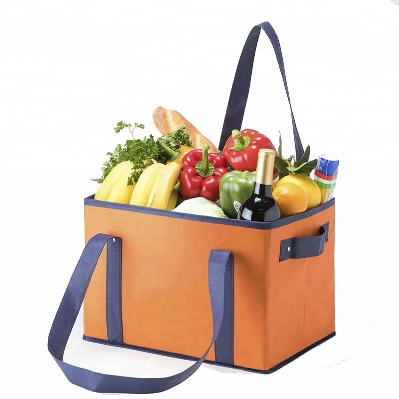 Custom Foldable Tote Shopping Reusable Grocery Bag With Side Handles ...