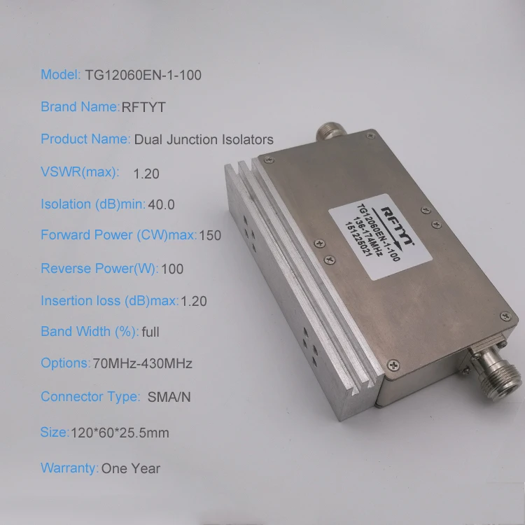 RF Military Standard Dual Junction Coaxial Isolator