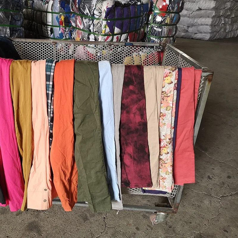 Fashion Second Hand Lady Cotton Pants Used Clothing Used Clothes Bales