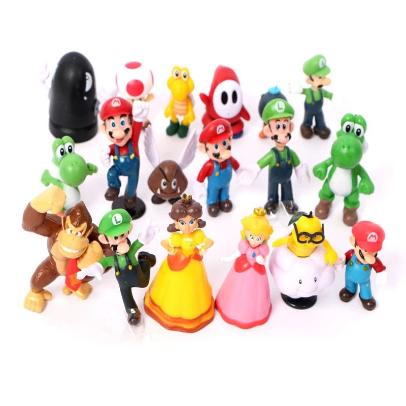 thumbnail image 2 of Super Mario Bros 6-Piece PVC Action Figure Set: Mario, Luigi, Yoshi, Princess Peach, Toad, Donkey Kong 2 of 3