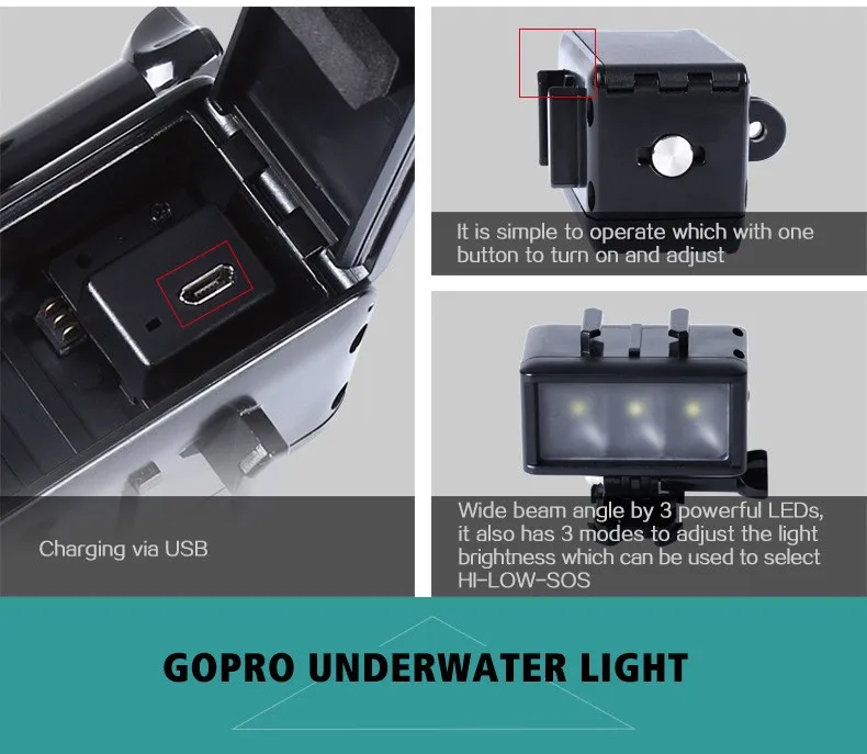 GoPro underwater video lights waterproof swimming pool lights