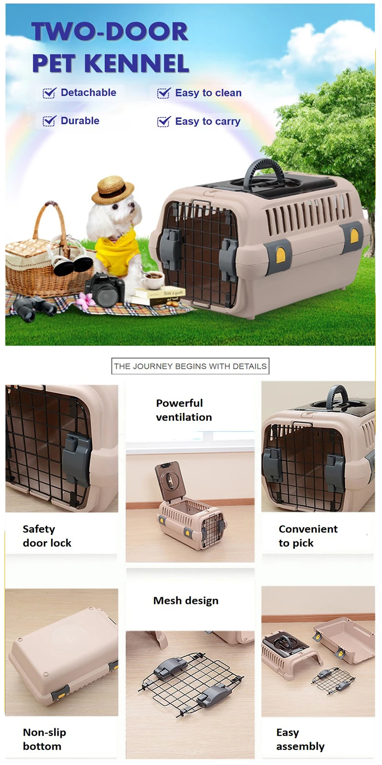 Portable Airline Approved Pet Kennel Cats Travel Cage Car Travel Vet