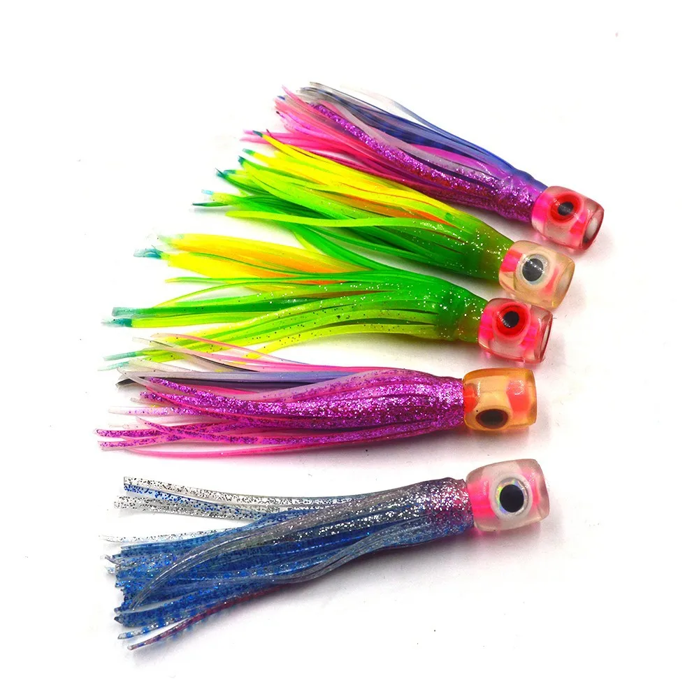 50 NEW Soft Trolling Big Game Lure Bait Skirt 5/" Silver//Red//Blue lures