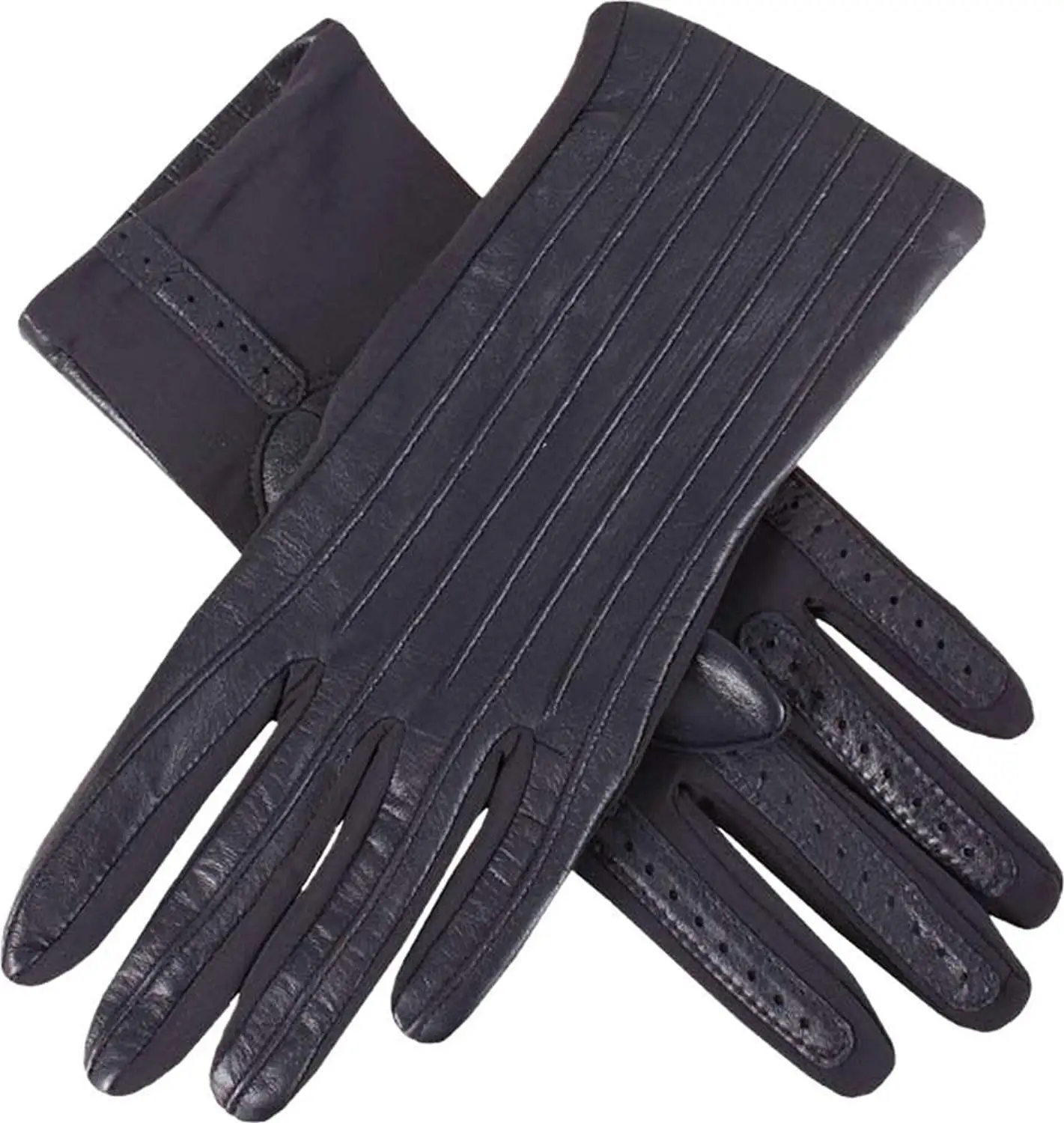 Dents Womens Olivia Half Silk Lined Hairsheep Leather and Elastane Gloves - Navy