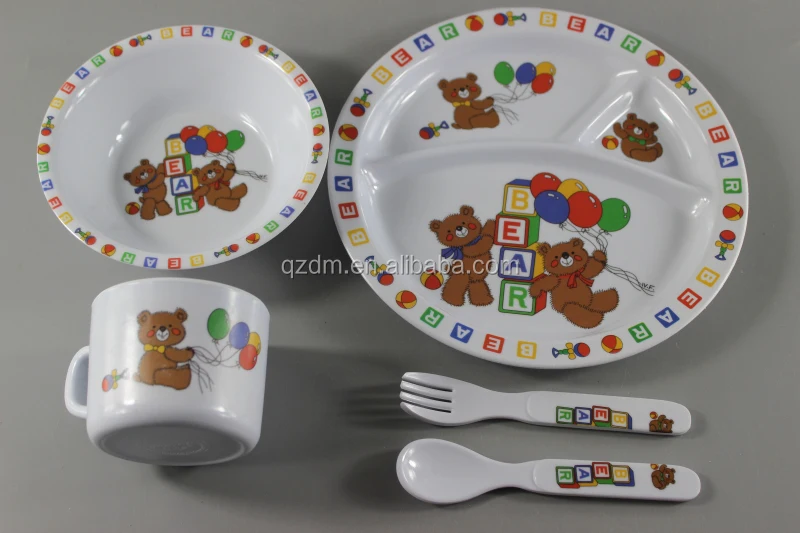 5pcs Melamine Kids dinner sets Bear Art Fodgrade