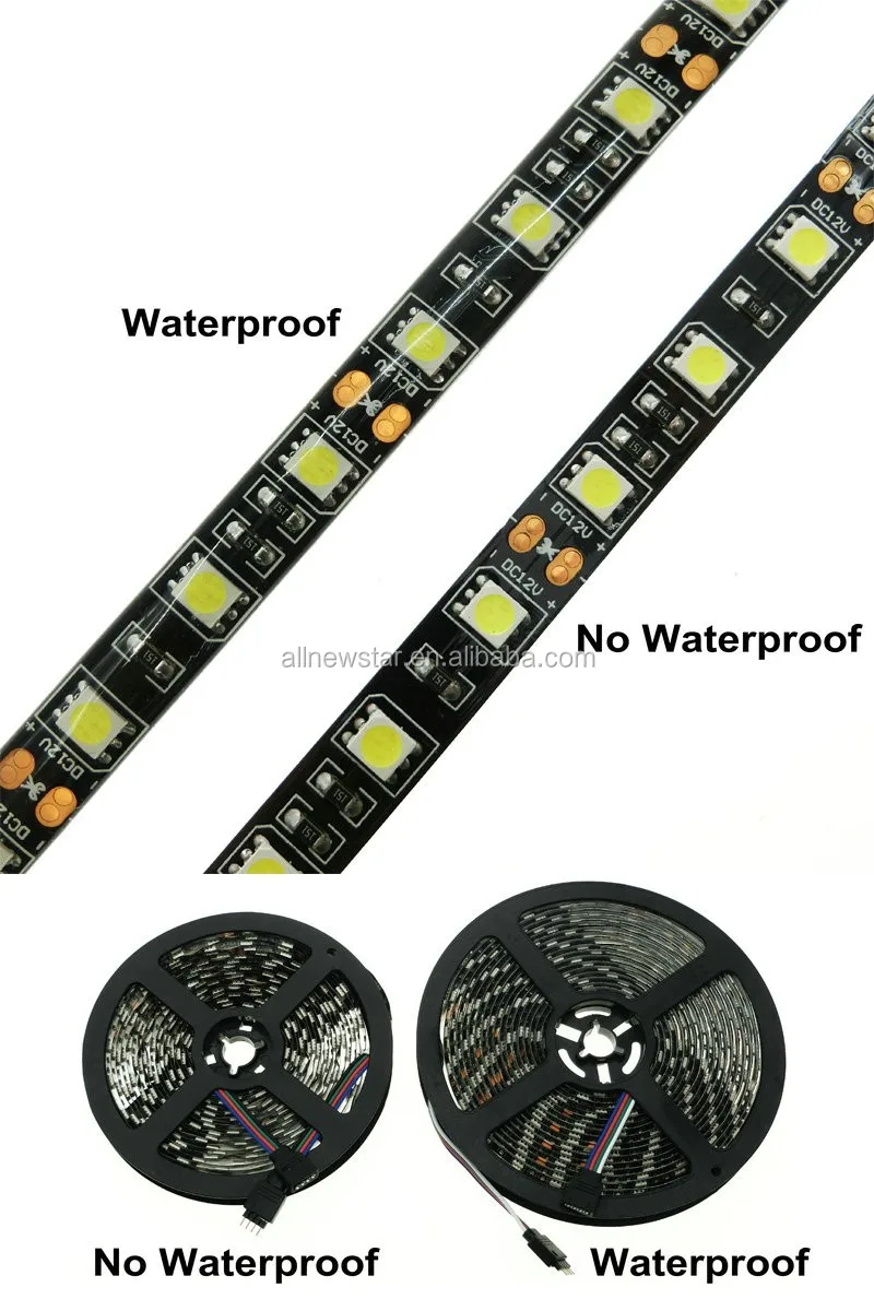 Black Pcb Led Strip 5050 Ip65 Strip Waterproof Dc12v 60ledm 5mreel