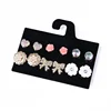 BZ-21 Fashion Ladies Earring Set New Design Crystal Heart Pearl Core Flower Stud All Types Of Earrings