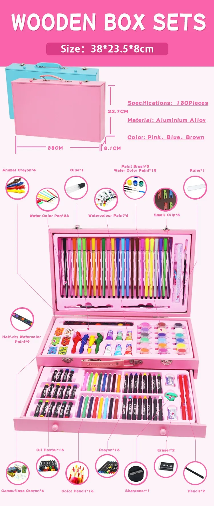 Amazon Hot Sale 130piece Drawer Type Multifunctional Painting Art Set