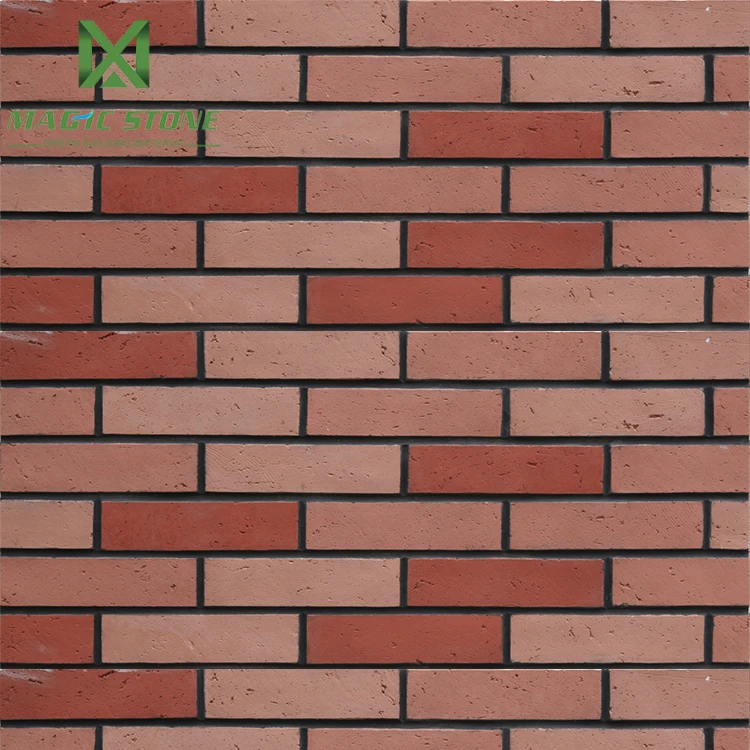 Natural flexible red color villa exterior fireproof and waterproof wall cladding tiles brick