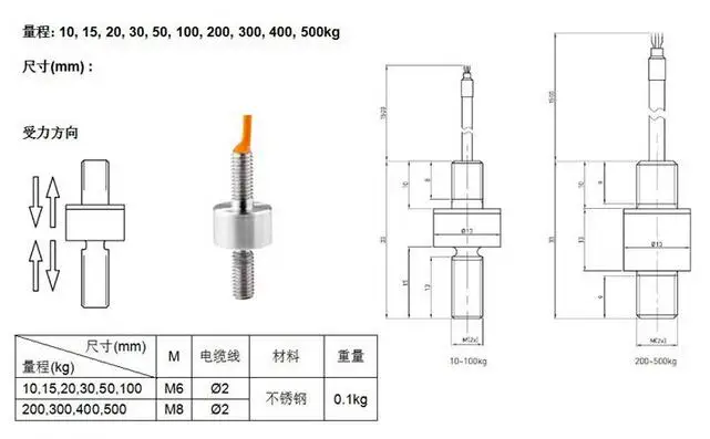 DYMH 10Kg Zugdruck-Kraftsensor - S-Typ Wägezelle Edelstahl