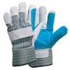 green cow split leather reinforced palm gloves