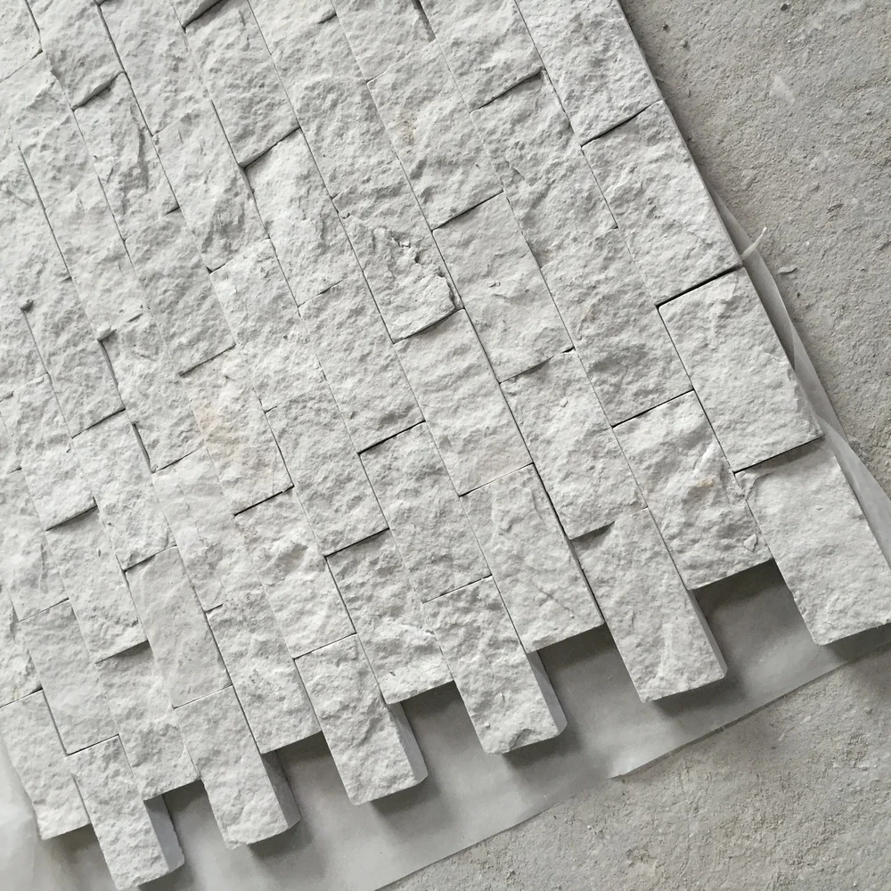 Natural Stone Split-Face Finished 1"x2" Brick Pattern Travertine Mosaic Tile
