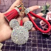 Custom Colorful Blank Pu Leather Tassel Key Chain Metal Ring Holder Keychain