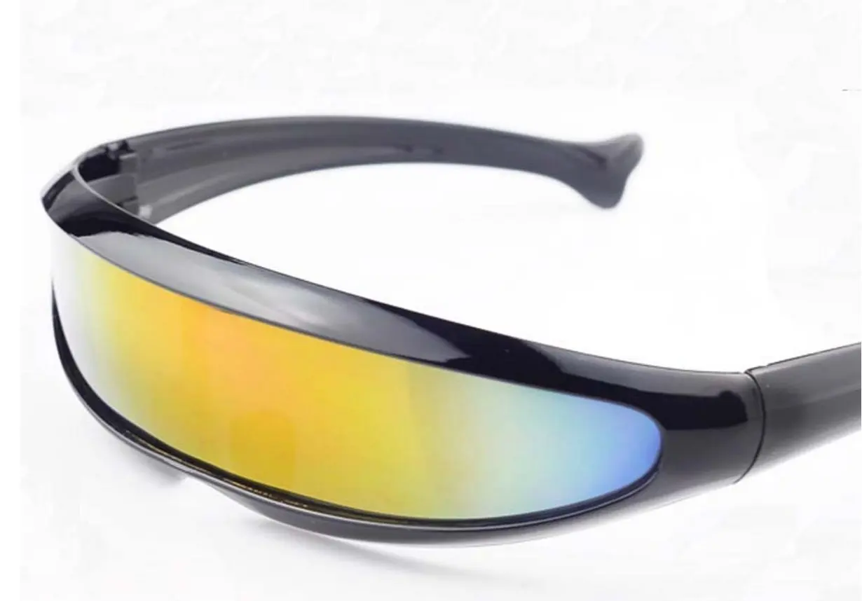 Futuristic Narrow Color Mirrored Lens Visor Sunglasses Party Cosplay