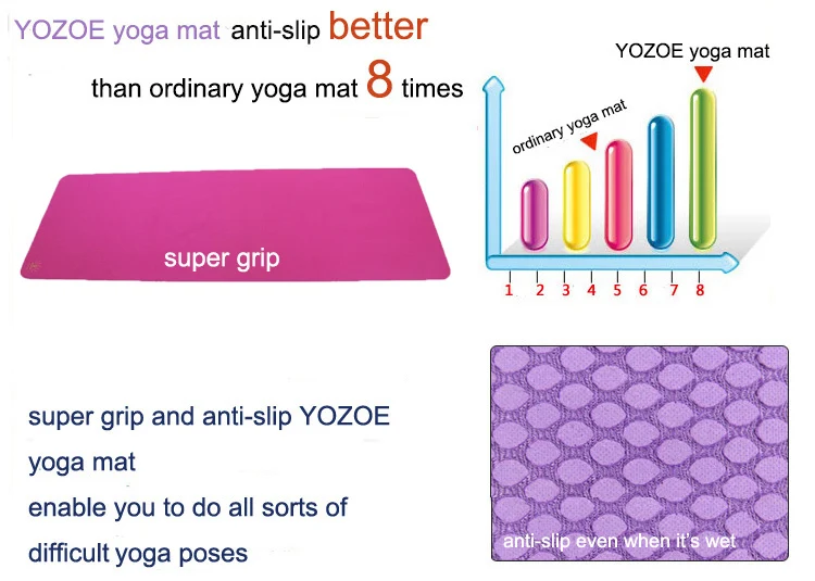 Eco friendly durable Rubber Base+Revolutionary Skin-Friendly Body Alignment Lines yoga mat