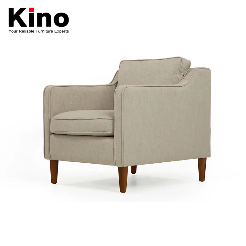 Modern Fabric Sofas Couches Single Seat Sofa Chair Wooden Legs