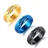 Fashion comfort fit custom engrave 3 colors stainless steel mens couple rings