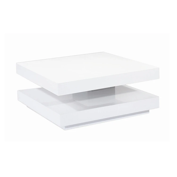 Noble design white furniture MDF high gloss tea table rotatable CoffeeTable on sale