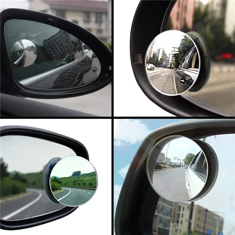 2 PCS iepakojuma 2 collu apaļa HD stikla bezrāmja izliekta automašīnas aizmugurējā skata spogulis neredzamās vietas spogulis