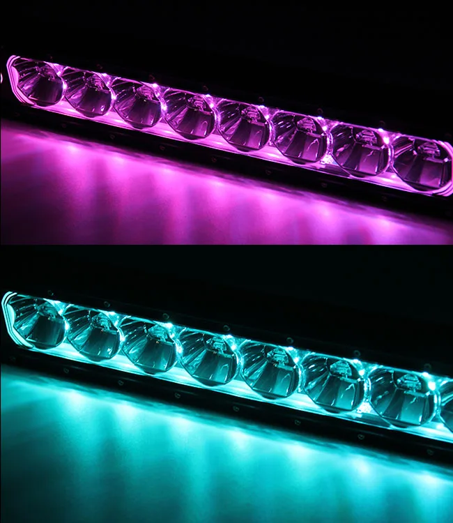 Multi Color Slim Spot 15w Single Row Offroad 22inch 18w Rgb Led Light