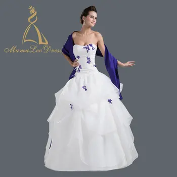 Turkey Bride Indonesia Bubble Organza White And Blue Wedding Dress