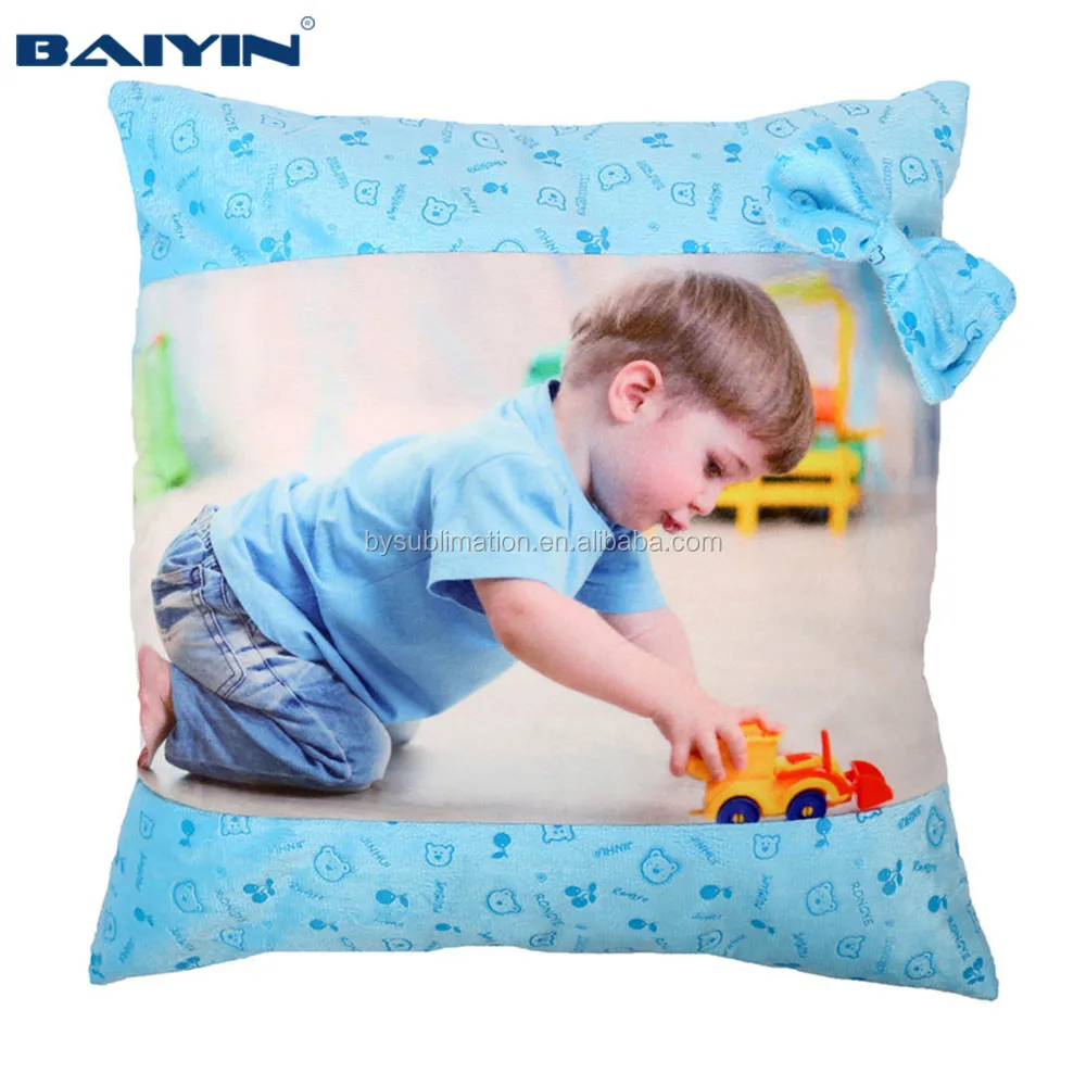 Cute Butterfly Knot Sublimation Pillow Cover Single Face Bear