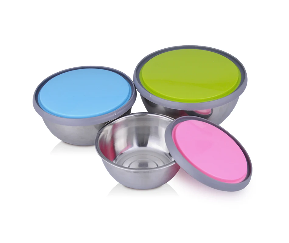 3pcs Plastic Lid Lunch Boxes Set Stainless Steel Storage Box With Lid